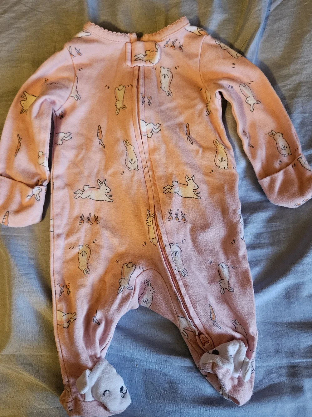 Carter's Pink Bunny & Carrot Footed One-Piece